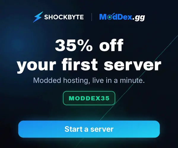 Shockbyte server hosting: 35% off your first server with code MODDEX35